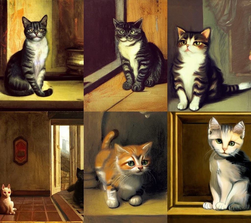 A little cat in a mansion, art by Tiziano Vecellio Di Gregorio, high octane render;, art by Andy Warhol, art by Joseph-mallord William Turner, art by Tommaso Masaccio, detailed, trending on artstation, big pecs, art by Tiziano Vecellio Di Gregorio, art by Édouard Manet, art by Pablo Picasso, factory setting, art by Rembrandt Van Rijn, creature xenomorph monster fetus, art by Sir Peter Paul Rubens, Cinematic, art by Pablo Picasso, 35mm octane render