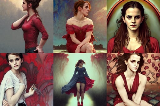 portrait of Emma Watson, ambient art, short jeans, artstation trend, diner background, anatomically correct. sultry. sharp focus. color, and red, by art by artgerm and greg rutkowski and alphonse mucha and william - adolphe bouguereau, dark mushroom, ultra detailed. Beksinski painting, small stream or puddles, a crystal heart is laying on the moss, Mamoru hosoda, art style by popularity _ choi and ian sprigger, tsutomu nihei gustav klimt, fantasy d & d, soft light misty yoshitaka amano