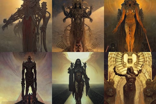 god of death, leader, art by h r giger and greg rutkowski, shot at golden hour, art by greg rutkowski beeple and alphonse mucha, large sword, Klimt