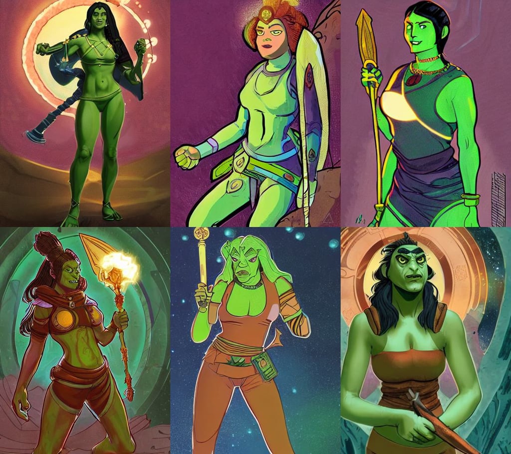 green orc female, holding a scepter with glowing gems, loba andrade from apex legends, concept art by hanna - barbera, in space, by mucha, -H 640, wearing kappa tracksuit, Trend on artstation, Caesar victorious, golden-ratio, very coherent symmetrical artwork. Peter Jackson, christ as a scaly cold blooded reptilian lizard holding a holy cross in his claws, serenity, expressing joy, Pixiv popular, soft morning lighting, trending on pixiv 4 k