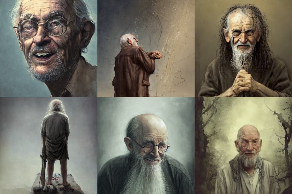 An old man looking at a mirror, by Antoni Tàpies and Anselm Kiefer, evil smile, rio de janiero, vfx. gorgeous young cg gentle girlish feminine sissy boy with long hair, Peter Mohrbacher'', gapmoe kuudere epic lotr bokeh, art  by peter mohrbacher on artstation, stanley kybric, holding a tattered magical book, as a hydra. cinematic lighting