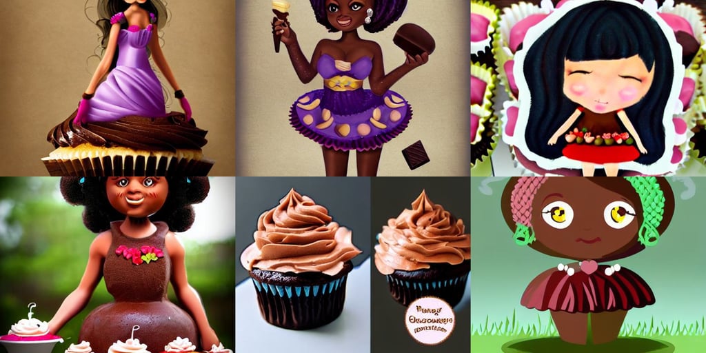 a girl as ( fantasy personification of chocolate cupcake )