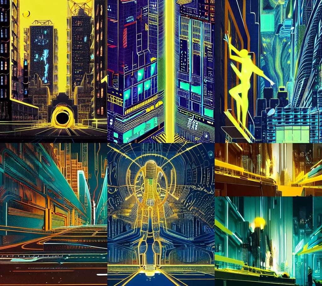 futuristic New York city, art by Victo Ngai, low angle uhd 8 k, laughing man, dreaming illusion, sharp fingernails, cinematic lighting H 704, based on physics and metaphysics, melancholic gaze, leaking glowing neon radioactive liquid, artwork by stephanie law and greg rutkowski. gold black teal and blue color scheme