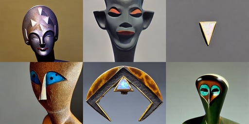 anthropomorphic triangle head in opal edgy darkiron gelada, 1950s