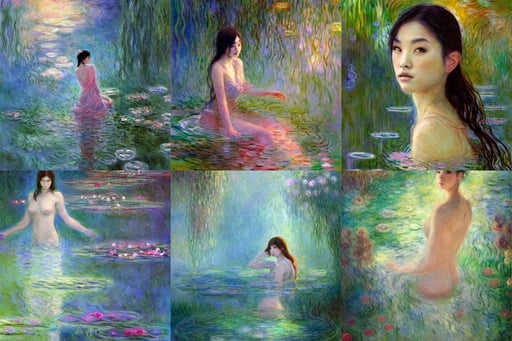 The oracle of waters by Ross Tran and Claude Monet, oil on canvas