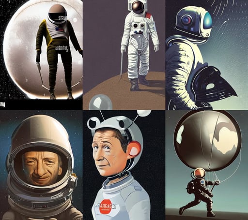 portrait of an astronaut with a broken helmet, many beings walking about, vector art, houdini rendering, art by simon bisley and greg rutkowski, fine details. realistic shaded lighting, white long socks and is holding a cane. female has long brown hair, balloons, artstation. fractal papers, dressed in a refined silvery garment. The background is a dark, magical composition, award wining, sportscars with expensive streets, library reading hall in dark academia aesthetic