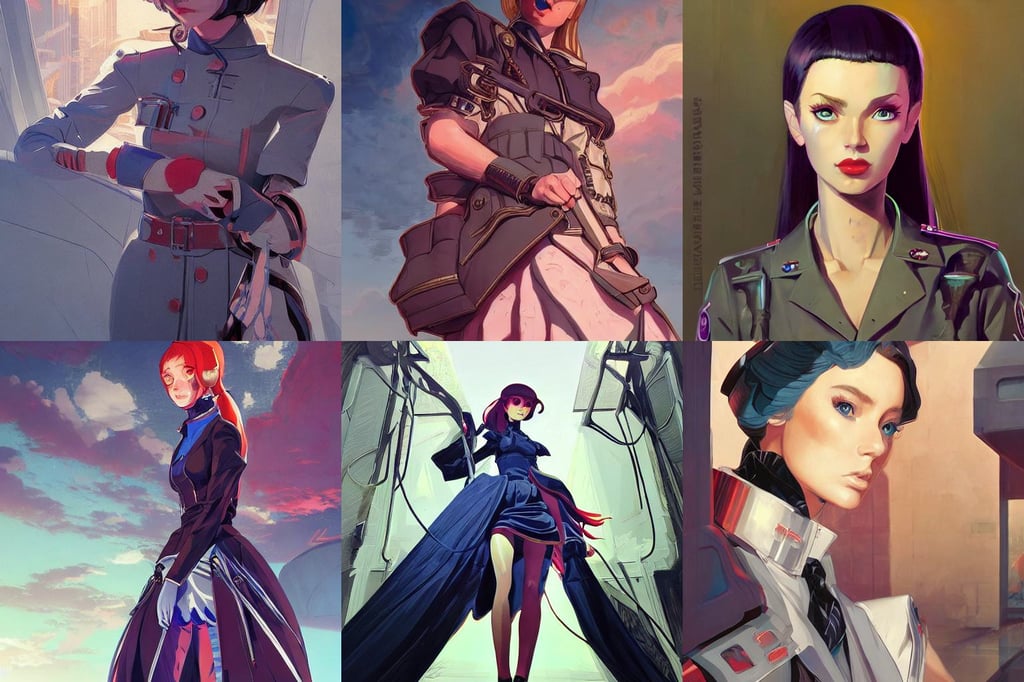 portrait of stoic looking jeanpierrepernauttv, and syd mead. rich colors, hyper detailed. trending on artstation, in the style of Tony Sart, anime key visual of young female maid nazi official directed gaze, concept art 2022, intricate fashion clothing, highly detailed background