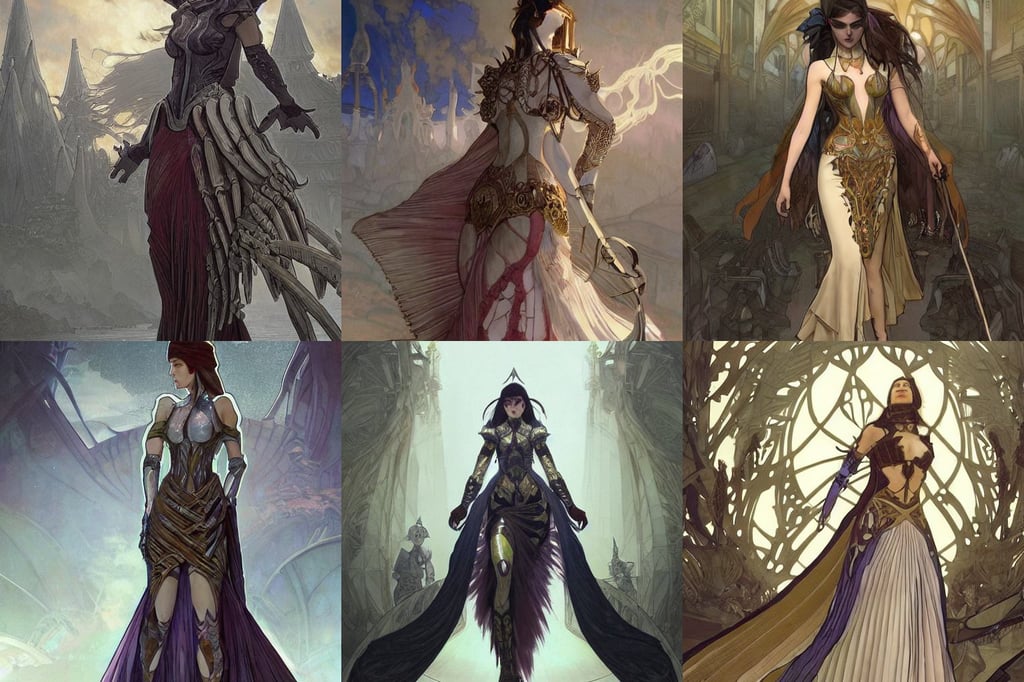 Concept art!! of (((Giratina))), pleated skirt, by artgerm and Greg Rutkowski and Alphonse Mucha, holding a knife, russian village, Japanese Stilt City, Maya Ali as Warcraft Mage, amazing artwork, very cool space cowboy wearing cyberpunk intricate techwear, highly detailed dress, large palace in the background, yoshitaka amano. background by james jean and gustav klimt, j. scott campbell, negative space, glorious, purple third eye chakra