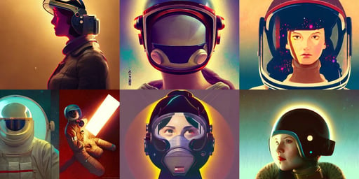 retrofuturistic portrait of a woman wearing an astronaut helmet, groovy, sakura background, theatre concert golden back lighting, no face, art by Akihiko Yoshida and Greg Rutkowski and Craig Mullins