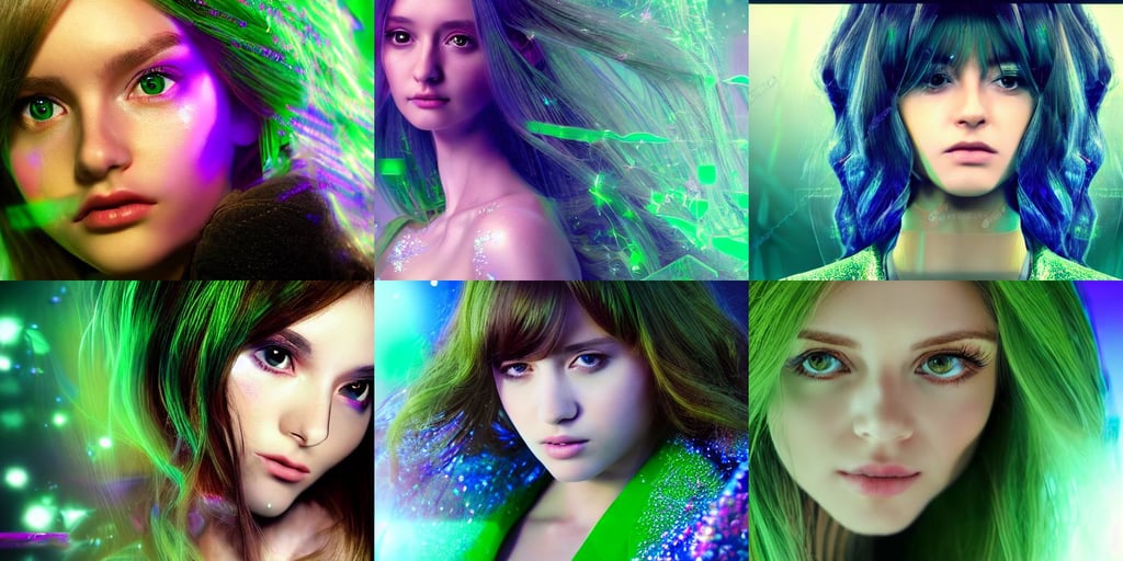 beauty woman wrapped in holograms, green tuffle jacket, closeup headshot, realistic body, anime key visual of young female, award winning, vfx. closeup gorgeous young cg gentle girlish feminine sissy boy with long hair, zdzislaw belsinki, beautiful rendered, professional photoshop utilizing real life photos, refractive crystals