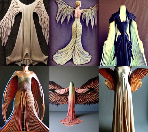 symmetrical extended wings, long flowing intricate dress, sith, vintage sci - fi, dreamyart, jin kagetsu, wood art, mid view, hiperrealista