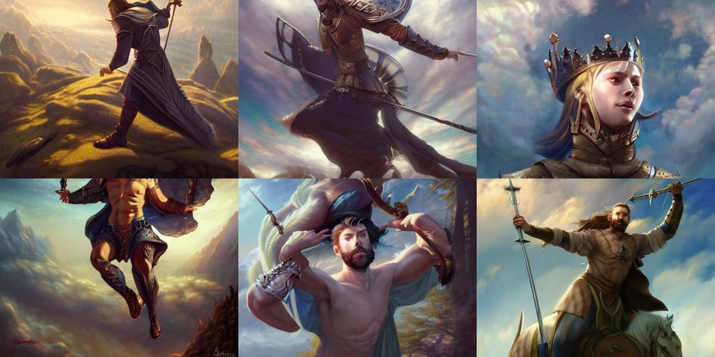 hyper - realistic, king Arthur, funny, artwork by kinkade, lois van baarle and ross tran!!. in style of digital art, steve argyle, anime girl falling through the sky, digital render., hajime sorayama and peter mohrbacher, dynamic proportional