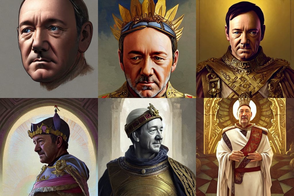 Illustration of Kevin Spacey as a Roman Emperor, warm and welcoming, impossible striking big mac headpiece, art by artgerm and greg rutkowski and alphonse mucha H 768, highly detailed digital painting artstation concept art smooth sharp focus illustration