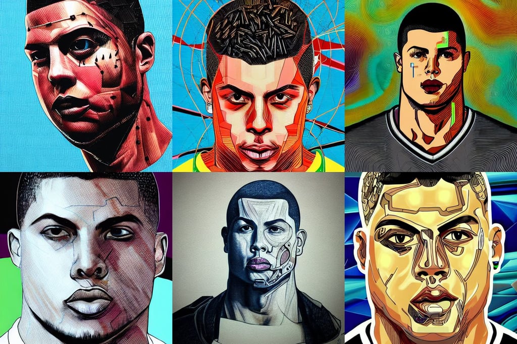 ronaldo nazario as a cyborg. intricate abstract. intricate artwork. by tooth wu, flawless face