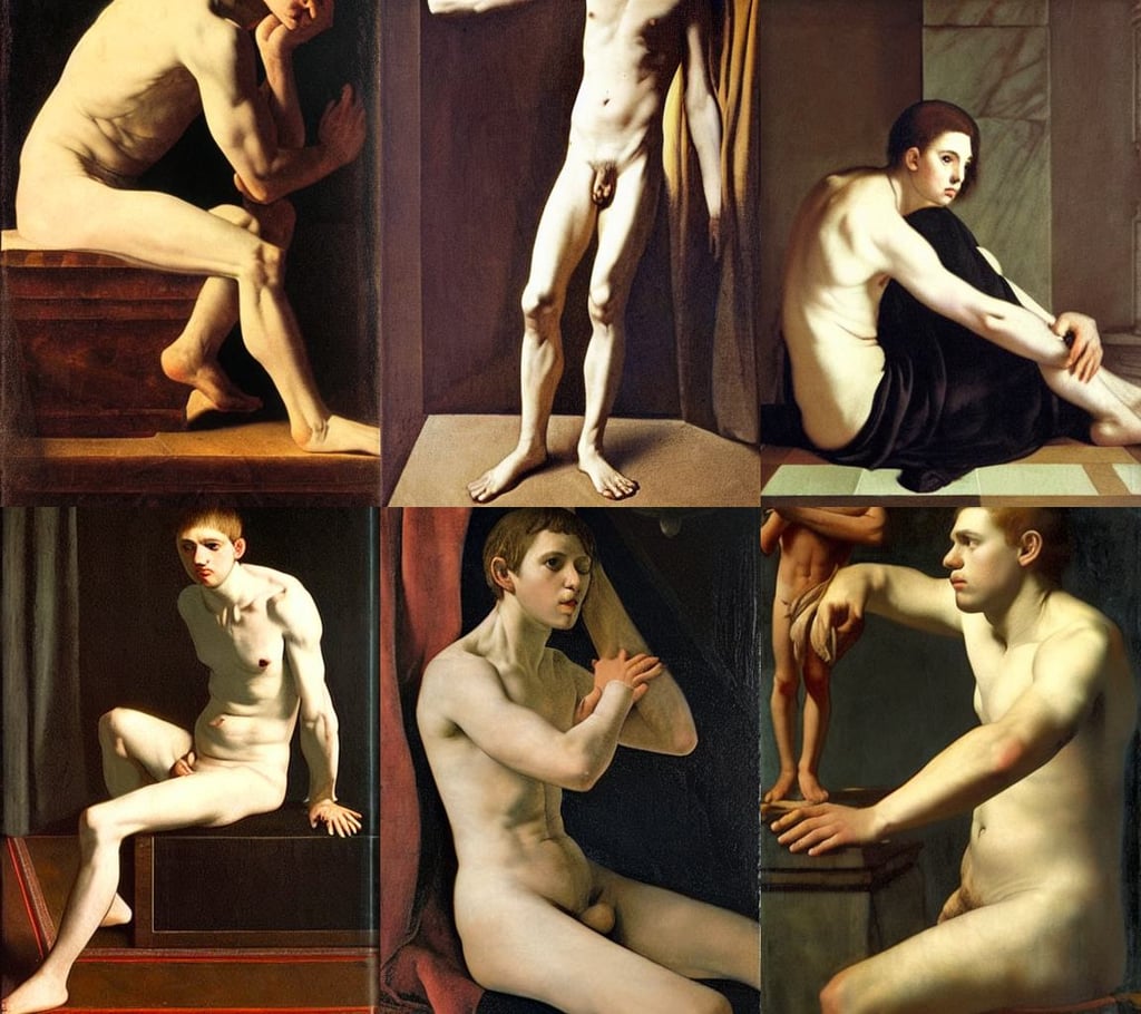 A portrait of a pale young man, epic scene, art by Artemisia Gentileschi, ligh toned skin, art by Artemisia Gentileschi, spider legs