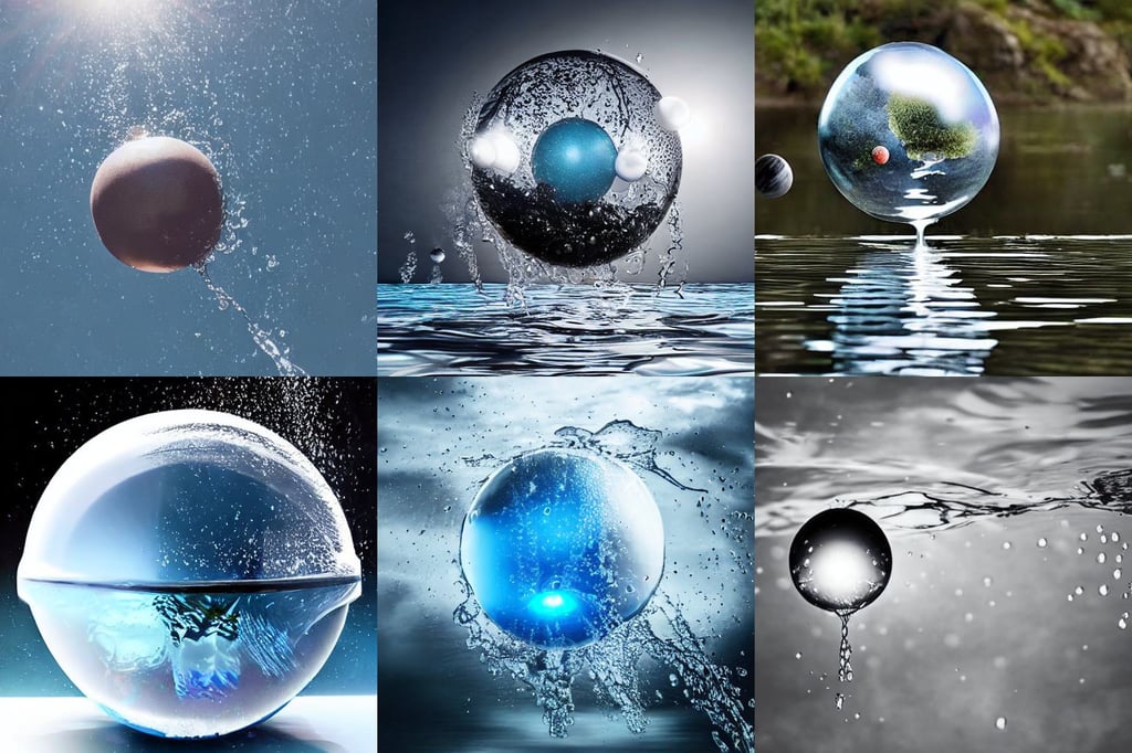 a water sphere floating in the air, clash of the titans, with black eyes, ultra high quality