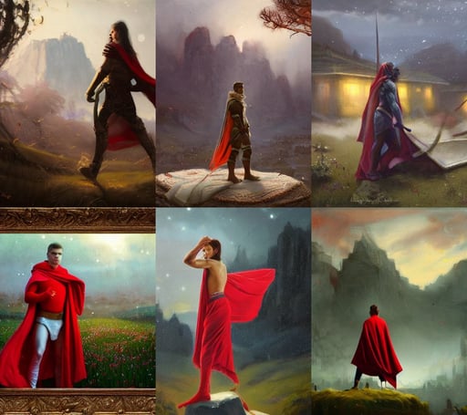 picture of male warrior in a greenfield, extra wide angle, personification, white face, two-dimensional, stepping on a miniature city, blushing 1 6 - year old princess resembling alicia vikander at night with a sky full of stars, WLOP Jeremy Lipkin and Giuseppe Dangelico Pino, cozy bed, scarf, extremely realistic, red cape, official League of Legends character concept