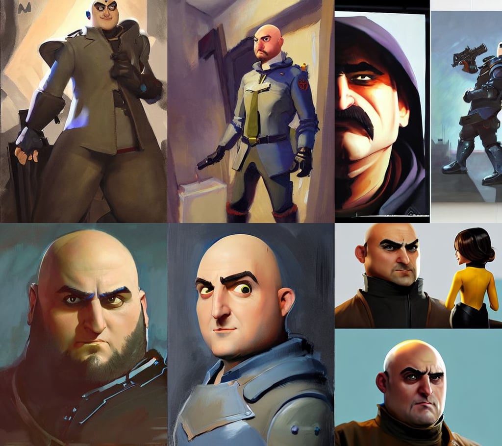 greg manchess portrait painting of gru as overwatch character, art by lack lalala and mika pikazo and ilya kuvshinov and rembrandt and greg rutkowski, Imogen Poots as a Paladin, by artem priakhin