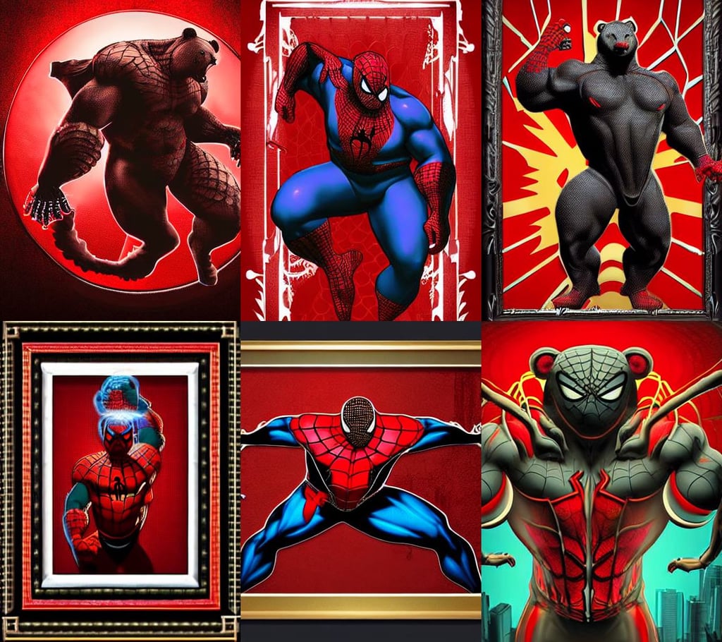 Fat Spiderman drinking bear, intricate design, big arms, and Shinkai Makoto, intricate picture frame, character creation, dramatic atmospheric lighting, Mortal Kombat character, art by Tiziano Vecellio Di Gregorio, black dragon on red background