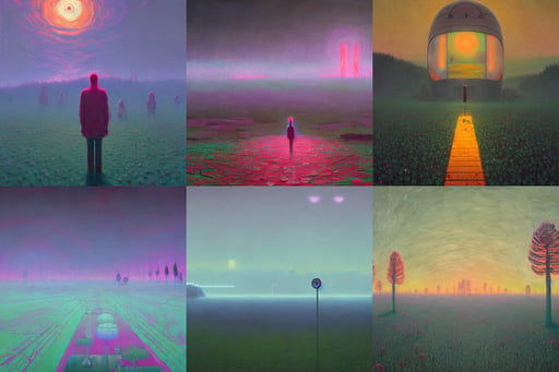 Third eye voidscape by Simon Stålenhag and Claude Monet, oil on canvas