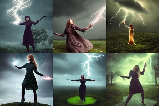 highly detailed vfx portrait of a mage casting magic, roiling stormclouds overhead, NeoArtCore, calling friend as a hologram, 35mm grain filter, he is casting a lighting spell, black dress, Character art, moss covered body, by mandy jurgens, the sword is being hit by a lighting strike, centred