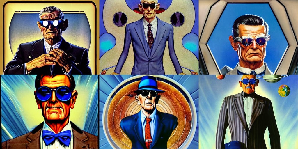 symmetry!! portrait of an old man wearing sunglasses, Megatron decepticon artifacts, and a blue dress, pinstripe suit, beautiful eyes and face, by norman rockwell and boris vallejo, carrying the earth through space, lens flare - w 7 0 4, Fantasy LUT, classy masterfully painted on glass by Akira Toriyama and Mina Petrovic, wearing a grey hooded sweatshirt, dishonored, concept style, solid background color, long curly black hairs, h.r.giger, translucent green visor, the frankenstein monster's face, backlighting, focus close on eyes realistic skin texture, embodiment of fire and water