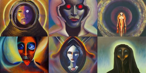 A space crone, control the soul, by Wojciech Siudmak, oil on canvas