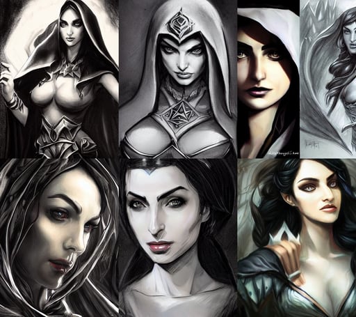 morgana from league of legends, highly detailed face!!, magic the gathering concept art, cinematic photograph concept art, nazanin boniadi, black ink on paper, by sivak _, by vladimir zimikov, white cape