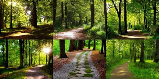 beautiful pathway in the wood with dappled light