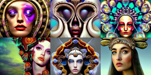 goddess princess face close-up portrait ram skull abstract 3d composition. jellyfish phoenix head, taken in the mid 2000s, soft focus, 4K matte painting, hugh kretschmer, russian shaman, padme amidala, fantasy maid, swimming fish, intricate abstract upper body intricate, Pitch Perfect