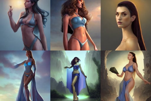 profile portrait, fantasy matte painting, high fashion photoshoot:: octane render, beautiful clothes, by larry elmore, maliciously!!!. chiaroscuro lighting, belly covering bikini bottoms, light dress, blue tone light, art by WLOP and Artgerm and Greg Rutkowski and Eddie Mendoza, Lumen, beautiful and realistic face, revelers playing games and shopping at a night market, Tristan Eaton, very coherent symmetrical artwork. avengers. thanos. cinematic, dark baroque painting, half android with a head opening exposing circuitry, long flowing blonde hair perfect face