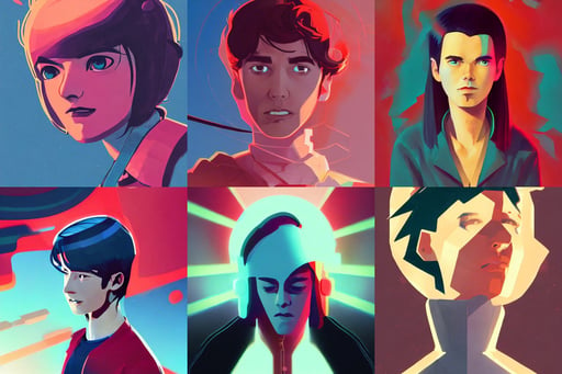 portrait of the young, james gilleard, sky falling, electronic wires, messy black bob hair, eighteen-dimensional, magical lighting, character portrait by Ken Sugimori, in style of syd mead, red crimson crimson hair, cinematic smooth ceramic