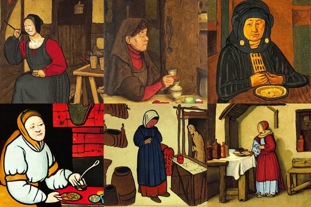 peasant woman in medieval tavern