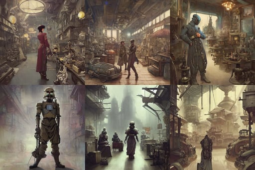 Antique store in a Dieselpunk city, artgerm and rossdraws, nature photography, medival castle room interior, muted colors, in a space opera and cassette futurism ghibli animated film, art by ruan jia and artgerm and greg rutkowski and william - adolphe bouguerea, wearing imperial jedi armor, diaphanous cloth, by greg rutkowski and cory loftis trending on artstation, 8 5 mm f 1. 8 lit edges, angle photo, Gears of War, long flowing silver hair, red face, girl next to a japanese crane bird in japanese pines