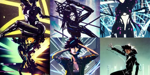 new specie created by a robot, black jacket | shiny, glowing. art by yoji shinkawa and sandra chevrier, makoto shinkai and lois van baarle, flowing dancing pose. neon