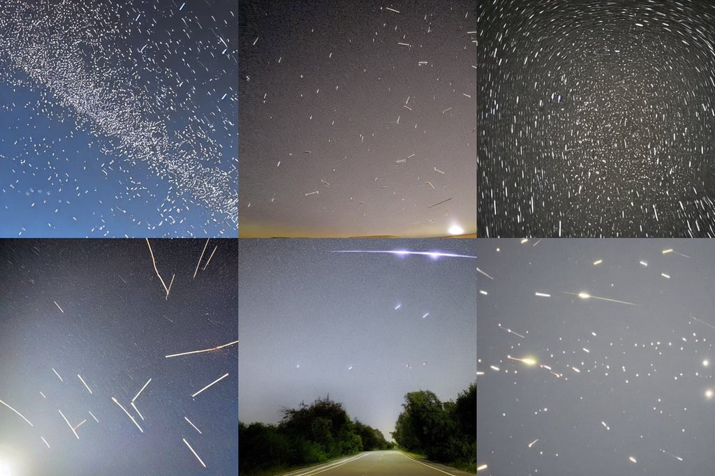 A rain of meteorites heading towards the earth