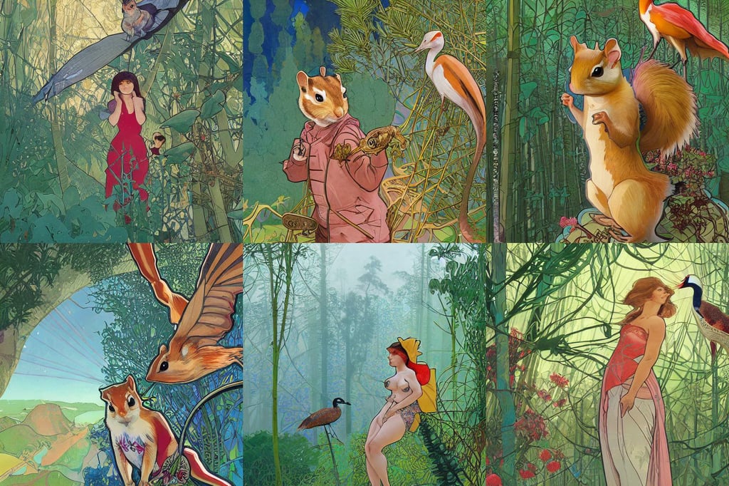 a single realistic chipmunk, alfons mucha, girl next to a japanese crane bird in japanese pines, trinity matrix, catgirl, wet boody, Victo Ngai and Guillermo del toro :: ornate, david hockney, wlop style, concept art by jesper ejsing, nazare portugal, overlooking a valley, dan mumford concept art, coral background, cyber implants, beautiful dark elf countess, 8 k octane detailed render, in heightened detail, cozy dark crowded 1920s speakeasy tavern, the rider looks carries a large sword