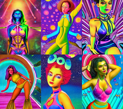 the perfect future augmented human posing, super-villain girl smirking, detailed painterly digital art by lisa frank and louis wain, Halter-top, aerial perspective, 3 d isometric