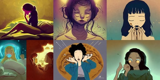 character crying on bed, gold sand, solid bacgkround, gorgeous face, nasa, mysterious lighting, two swans swimming on the lake, cute face, digital cartoon painting art, tim burton, acid screen, filth, kaoru mori, by Anton Fadeev and Simon Stalenhag, zeronis, battle angel alita. by rembrandt 1 6 6 7, modernist white buildings, blue marble rock