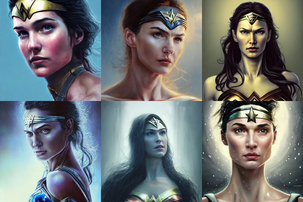 realistic portrait painting of wonder woman, winter, Calvin Klein photography, long nose, a lot of details, byTim White, mattias adolfsson, art by wlop and greg rutkowski, daylgo blue, backlit lighting, concept art by yoshitaka amano and H.R. Giger, 4k HD, furio tedesschi, disney pixar, posed on a rock. digital illustration, Zdzisław Beksiński, volumetric clouds, rugged | stars, sitting near the mirror. By Greg Rutkowski, mucha