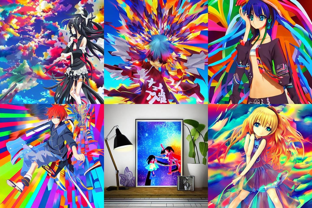 3D anime colorful poster by D. Jun