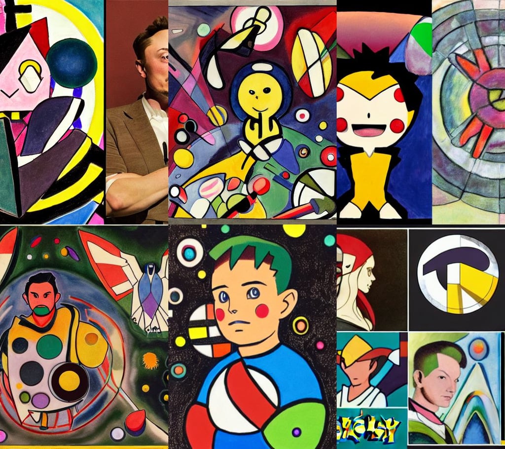 Pokemon gym leader Elon Musk, art by Wassily Kandinsky, art by Michelangelo Merisi Da Caravaggio, freckles, house crest