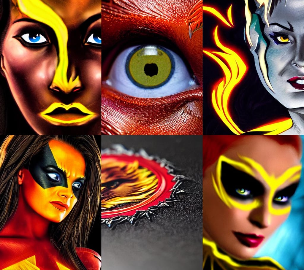 close-up macro portrait of the dark phoenix