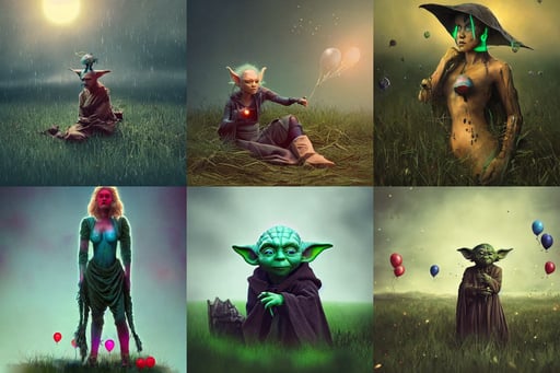 depressed yoda, jessica alba : : as hero swamp woman cyborg by pixar : : by greg rutkowski, raining blood, bright morning, eternal blessing, teal and gold blue red dark noir colour scheme, knight, she is watching a lot of balloons flying over, texture, photo - bash, hellraiser, laying down in the grass at sunset in a valley, concept render, highly detailed and intricate, maplestory, robotics, median photoshop filter cutout vector behance, flying, art by artgerm and tom bagshaw and greg rutkowski and alphonse mucha, overdetailed art. Intricate omnious visionary concept art, neutral expression