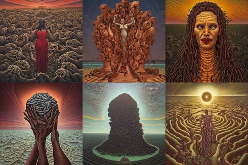 The women of mythology regularly lose their form in monstrosity, by Jeffrey Smith, oil on canvas