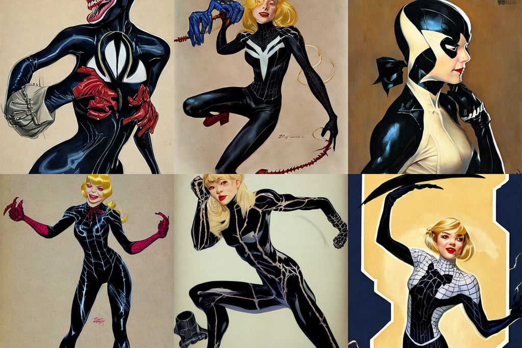 Gwen Stacy as Venom, j. c. leyendecker wlop