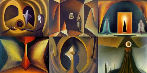 The ego separates by Remedios Varo, oil on canvas