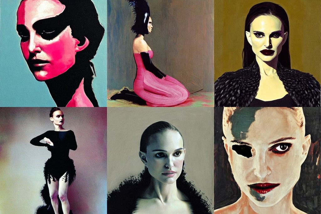 portrait of natalie portman as the black swan, art by Francis Bacon