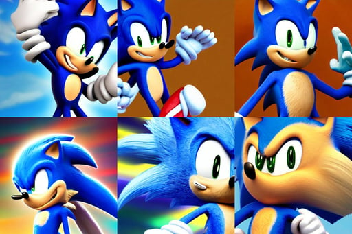 closeup portrait of sonic the hedgehog closeup with oceans