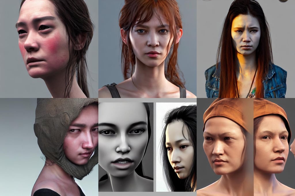 female realistic characters, Moebius, Zabrocki, Karlkka, Jayison Devadas, Phuoc Quan, trending on Artstation, 8K, ultra wide angle, pincushion lens effect